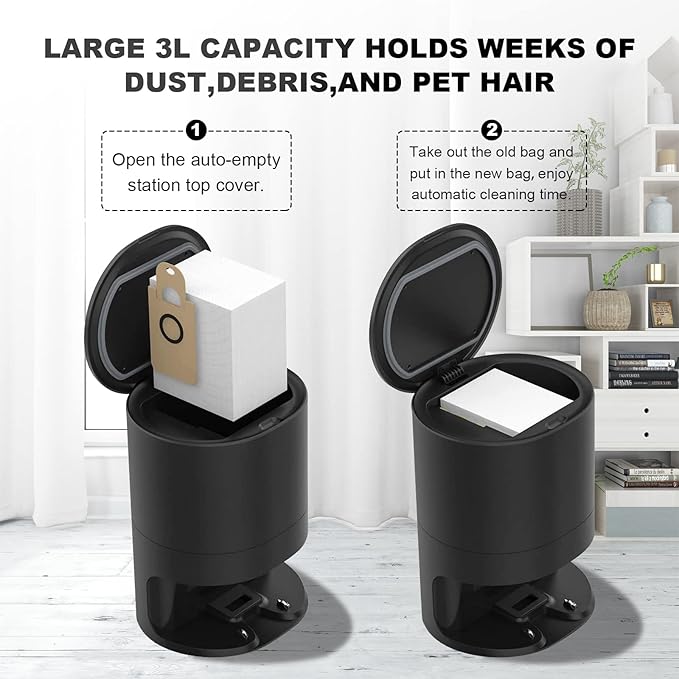 Dust Bags for iHome Nova - for Kyvol Cybovac S31 - for Uoni V980 Plus Q6 - for M7 Pro M8 Max - for Neabot NoMo N1+/N1 Plus/N2 Robot Cleaner -2.5L Capacity Disposable Replacement Vacuum Bags-12 Pack