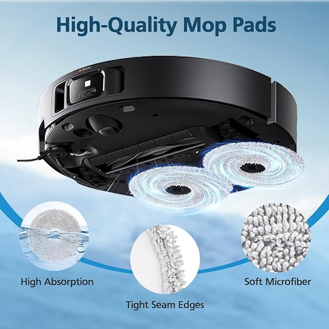 6-Pack Mop Pads for Dreame L40 Ultra/X40 Ultra/X50 Ultra/L50 Ultra/L10S Ultra/ L10s Pro Ultra Heat/L10S Ultra Gen2/L40S Ultra/X30 Ultra/L10 Ultra Robot Vacuum, Washable Microfiber Replacement Pads