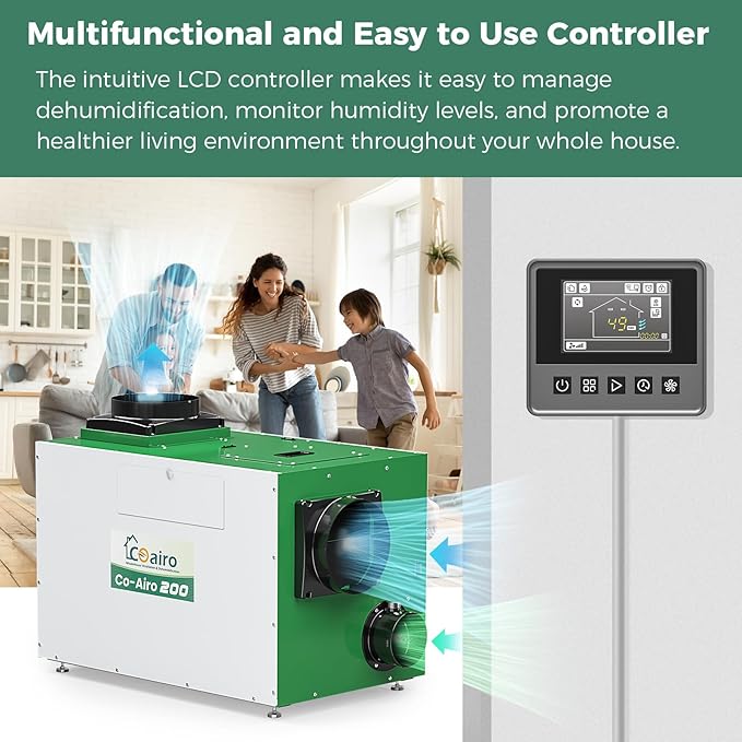 Whole House Dehumidifier 330 Pint with Controller, Crawl Space Dehumidifier with Fresh Air Function and Drain Hose Up to 4500 sq. ft. for Grow Tent, Whole House, Commercial, Basement