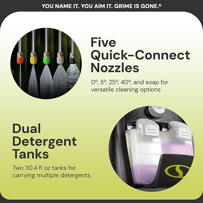 Sun Joe Electric Pressure Power Washer, Heavy-Duty 2500 Max PSI (2030 PSI PWMA Rated), Cleaning Machine for Patios, Decks, & Sidewalks, Safety First GFCI Power Cord, w/Dual Soap Tanks, SPX3000