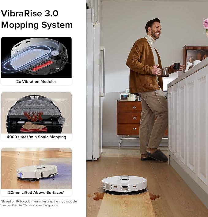 roborock S8 MaxV Ultra with Refill & Drainage System Robot Vacuum and Mop, Check Installation Space First, FlexiArm Design, Auto Mop Wash&Dry 10000Pa Suction, Obstacle Avoidance, 20mm Auto Mop Lifting