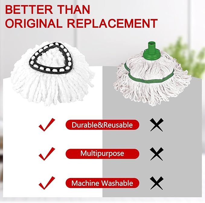 15-Pack Spin Mop Superior Replacement Heads – Compatible with O-Cedar EasyWring and Other Spin Mops, Durable and Washable Refills for Effortless Floor Cleaning - iDeaology