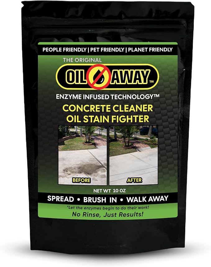 Oil Stain Fighter 10oz Driveway Size | for Embedded, Dry Oil Stains | No Rinse Concrete Cleaner for Driveways and Patios | Safe for Pets and Environment