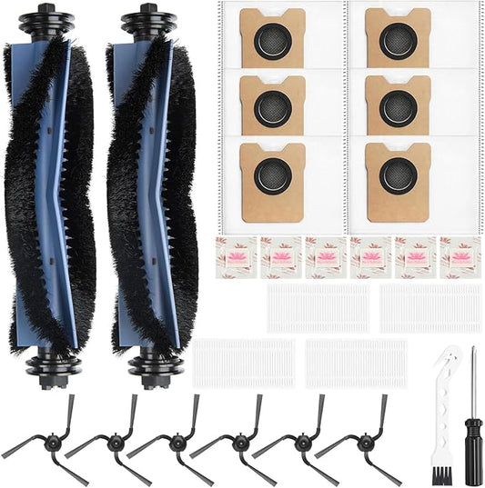26 Pack Robot Vacuum Replacement Parts Compatible with Eufy C10 Robot Vacuum，2 Mainbrush 4 Filter 6 Dust Bag 6 Sidebrush 1Cleaning Brush 1Screwdriver,6 Incense Chips