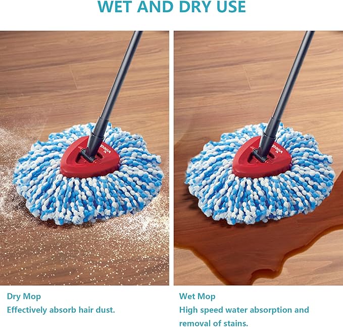 Spin Mop Replacement Head Compatible with O-Ceda 2-Tank Dual System RinseClean Microfiber Spin mop Refill for O Ceda Mop Replace Head (3 Pack)