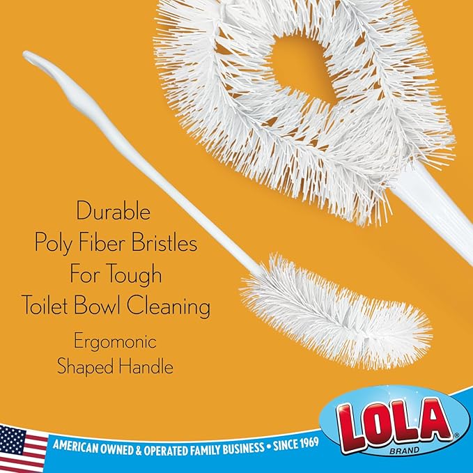 LOLA Toilet Bowl Brush w/Curved Head, 36 Pack, Coated Wire, Durable Poly Bristles, Reaches Under Toilet Bowl Rim