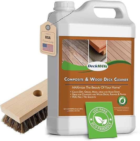 Premium Deck Cleaner Kit | Deck Cleaner and Mildew Remover | Cleans up to 1,500 Sq. Ft. | Safe for Trex, Timbertech & Wood Decking | Powerful & Eco-Friendly Deck's Cleaning Solution