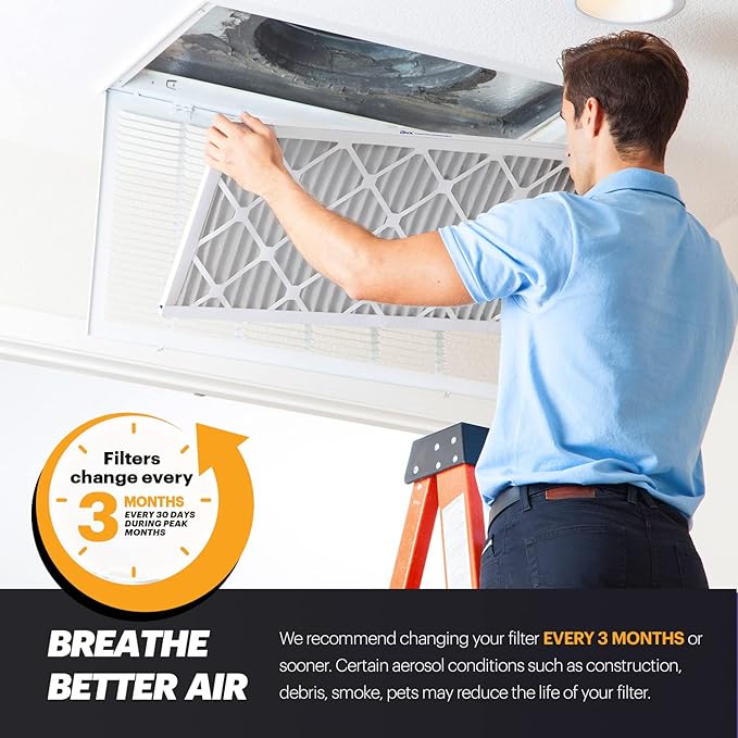 BNX 20x20x1 MERV 11 Air Filter 2 Pack - MADE IN USA - Electrostatic Pleated Air Conditioner HVAC AC Furnace Filters - Removes Dust, Mold, Pollen, Lint, Pet Dander, Smoke, Smog
