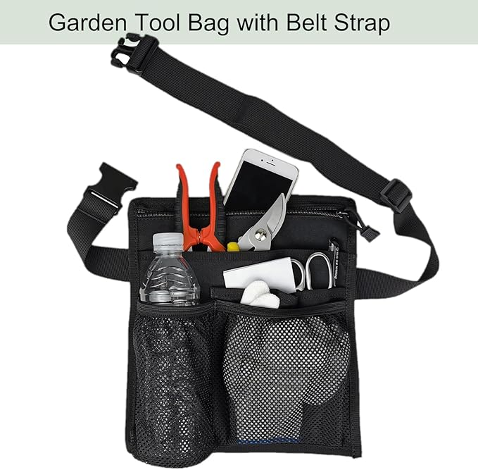 Gardening Apron Garden Tool Belt for Women With Pockets Utility Tool Waist Bag Cleaning Apron for Teacher Sever DIY Work Waitress with Adjustable Belt and Shoulder Strap
