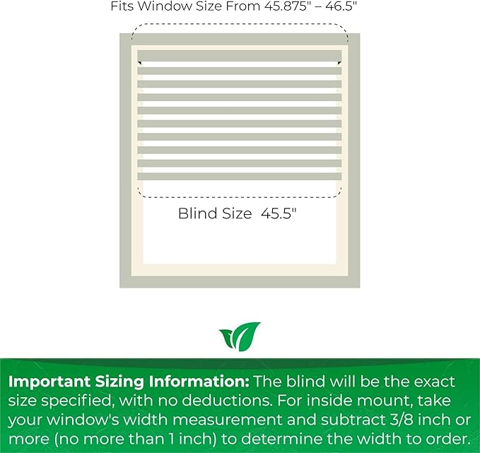 CALYX INTERIORS Faux Wood Blinds with Classic Valance, Cordless, 2" Slat, 45.5" W x 48" H, Blinds for Indoor Windows, Room Darkening Window Blinds for Home Interior Windows and Doors, Pure White