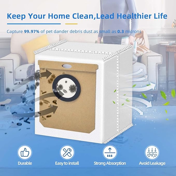 12Pack 2.5L Dust Bags for Eufy L60/L60 SES /L50/L50 SES Vacuum Cleaner 4000pa,Replacement Dust Bag for Conga Home 1000,8090 Ultra,9090AI,for Haier H9 Plus Vacuum Cleaner, HH-L50-12