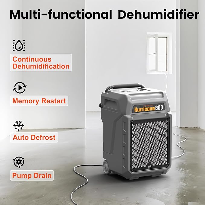 Abestorm 170 Pints Commercial Dehumidifiers with Pump & Drain Hose, Portable Industrial Dehumidifier for Water Damage Restoration, Basements, Warehouses - Covers Up to 2,100 Sq.Ft - 5-Year Warranty