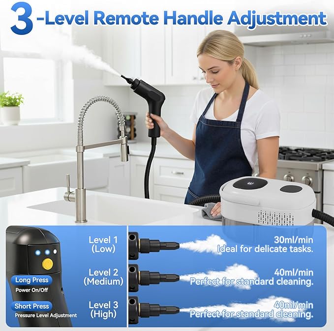 Steam Cleaner,2500W High-Pressure Steamer for Cleaning, 15s Fast Heat-Up&1.4L Large Tank,3-Level Adjustable Handle with 14 Accessories,Portable Steam Cleaner for Home,Car,Furniture,Bathroom