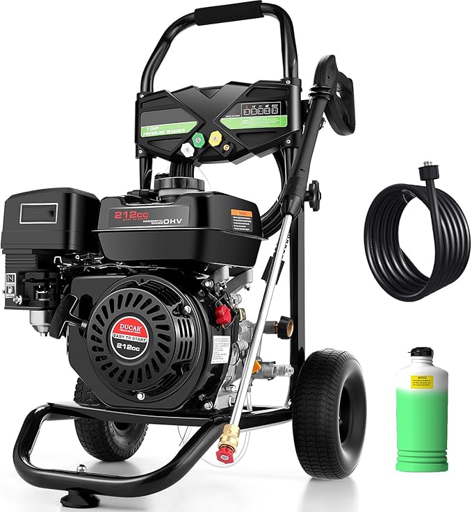 4200PSI Gas Pressure Washer, 4.0GPM Heavy Duty Power Washer with 5 Quick Connect Nozzles, 25ft Flexible Hose and 0.5Gal Soap Tank, 212cc 7.0 HP Engine, EPA/CARB/ETL Compliant, Gray