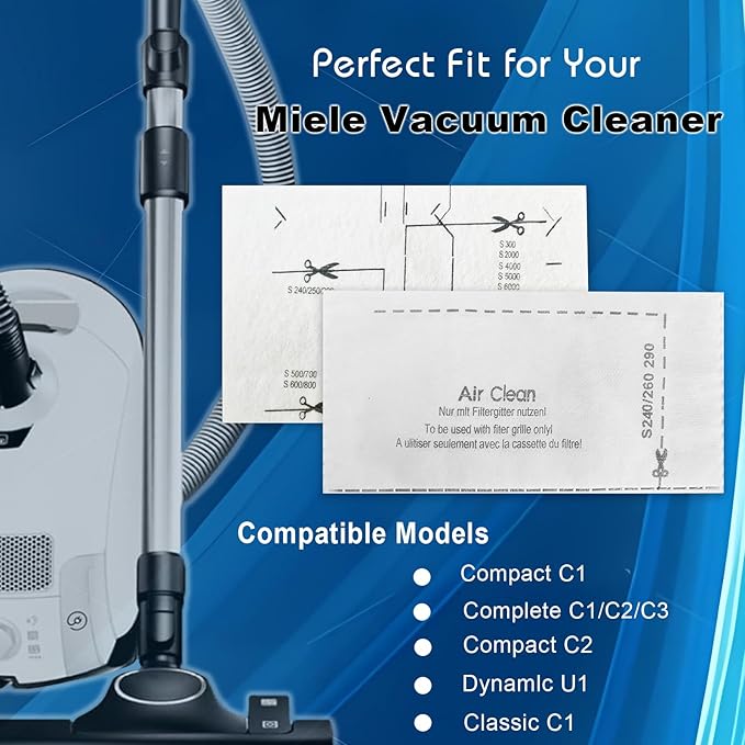 Pymin 6pcs engine protection filter and 6pcs vacuum cleaner filter set for Miele Classic C1, Compact C1/2, Complete C1/2/3, Dynamic U1, S200-S899, S2000-S8999
