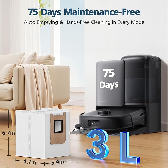 E25 / E28 Dust Bag, 12 Pcs Vacuum Bags for Eufy E25 and E28 Robot Vacuum, 3L Large Capacity Replacement Bags, Leak-Proof