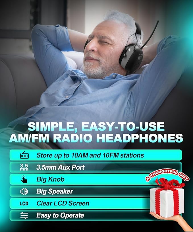 ZOHAN EM042 AM/FM Radio Headphone with Digital Display,Ear Protection Noise Reduction Safety Ear Muffs,Ultra Comfortable Hearing Protector for Lawn Mowing and Landscaping - Grey