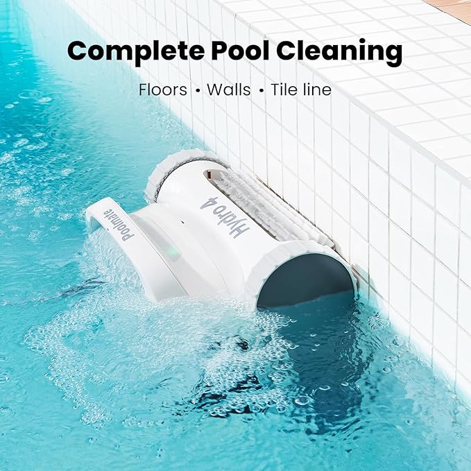 Poolmate Hydro 4 Pool Robot, Pool Vacuum for Inground and Aboveground Pools, Floor, Wall and Waterline Cleaning and Scrubbing, Smart WiFi and Blutooth App Control, 50' Cord,Top Load Filter Basket