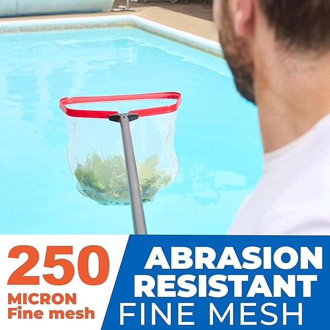 ProTuff 17" Silt Net Pool Skimmer – 2 Year Unconditional Free Replacement – Durable Fine Mesh Net for Silt & Debris – Heavy-Duty Aluminum Frame, Deep Bag for Easy Cleaning