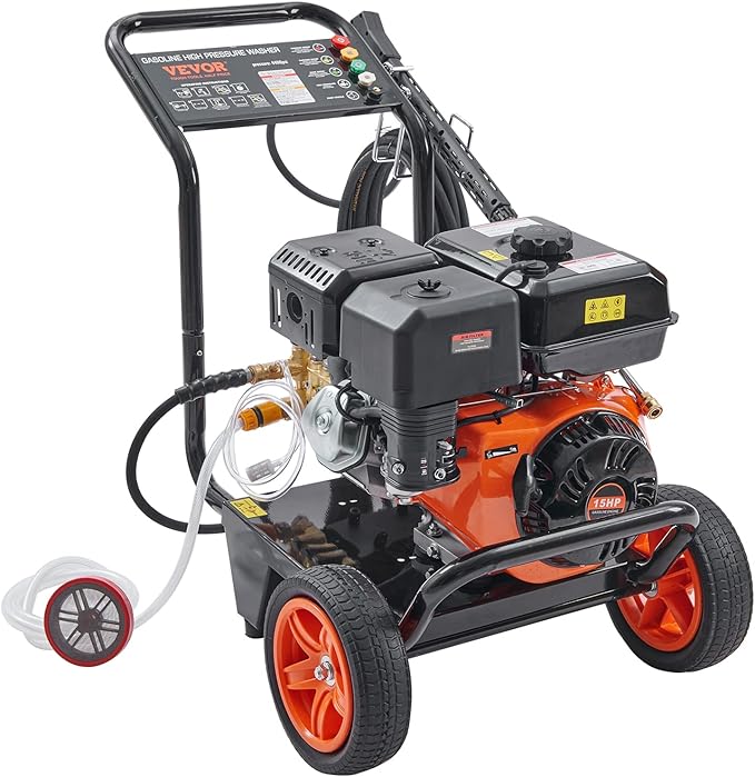 VEVOR Gas Pressure Washer, 4400 PSI 4.0 GPM, Gas Powered Pressure Washer with Copper Pump, Spray Gun and Extension Wand, 5 Quick Connect Nozzles, for Cleaning Cars, Homes, Driveways, Patios