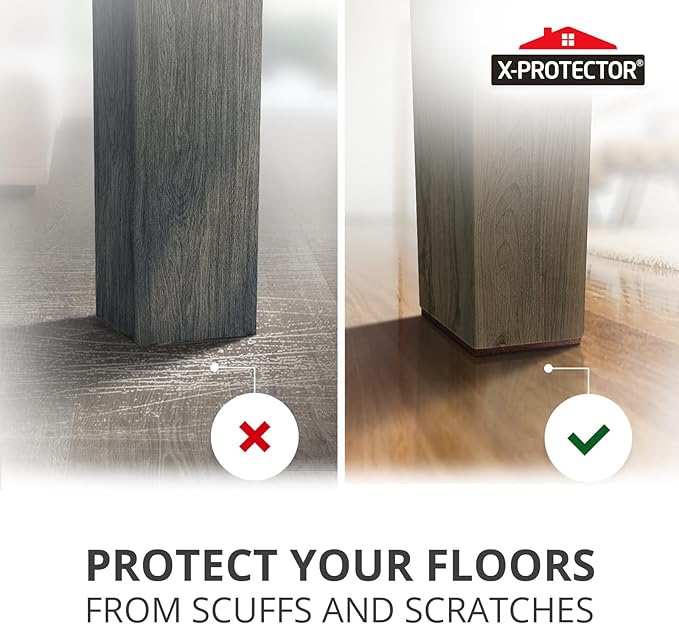 X-PROTECTOR Felt Furniture Pads - 12 PCS 3" - Felt Pads Floor Protectors - Chair Felt Pads - Felt Pads for Furniture Feet - Furniture Pads for Hardwood Floors - Protect Your Floors! (Brown, Square)