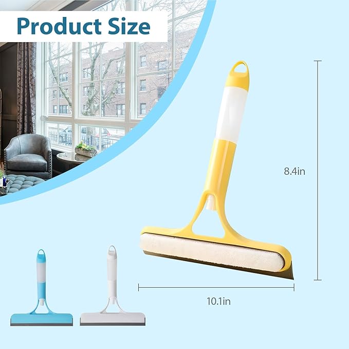 3 in 1 Window Cleaning Scraper Shower Squeegee for Glass Doors Mirror with Sprayer Squiggy for Windshield Cleaner Tool Washing Spray Home Floor Scraper(Blue)