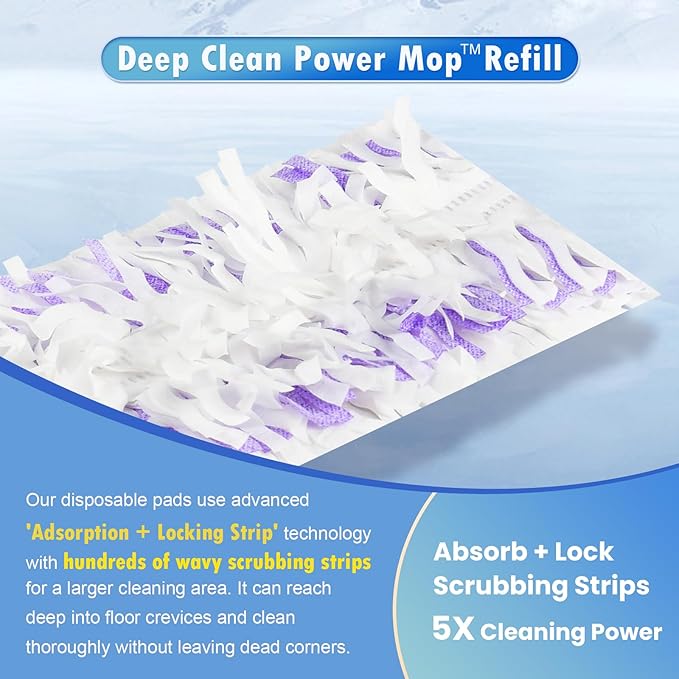 Cleaning Pads Compatible with Swiffer® Power MOP™ Refills | 45 Pack 20% Thicker Pads | Pet Hair & Grease Deep Cleaner