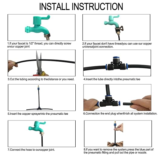 Drip Irrigation Kit, Automatic Irrigation System with Replaceable 360°Bendable Sprayer,atomizing Copper Nozzle for Watering System for Garden Plant Lawn Patio and Yard. (15)