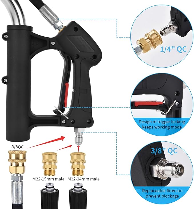 Pressure Washer Surface Cleaner with 7 Nozzles Spray Bar - Stainless Steel Surface Cleaner for Pressure Washer Attachment for Concrete, Patio, Sidewalk, Deck and Driveways (30 Inch Water Broom)