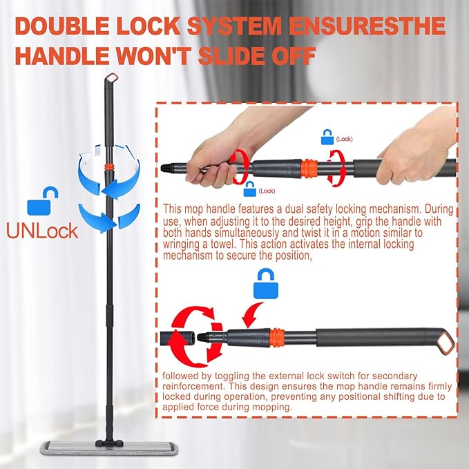 18 Professional Microfiber Mop Large Flat Mops for Floor Cleaning 4 Reusable Washable mop Pads Hardwood Cleaning System Wet and Dust Mop with 61in Long Stainless Steel Handle