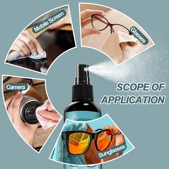 Eyeglass Scratch Remover for Lenses, Eyeglass Cleaner Spray, Glasses Lens Scratch Remover for Eyeglasses, Sunglasses Cleaning Kit (2)