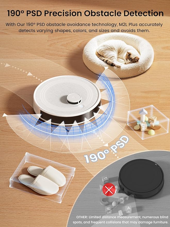 Lefant LiDAR Robot Vacuum and Mop, 75-Day Self-Emptying, 6000Pa Strong Suction, Customized Cleaning, Multi-Floor Mapping, 130 Min Runtime, 2.4G/5G WiFi/Alexa/APP/iWatch, M2L Plus