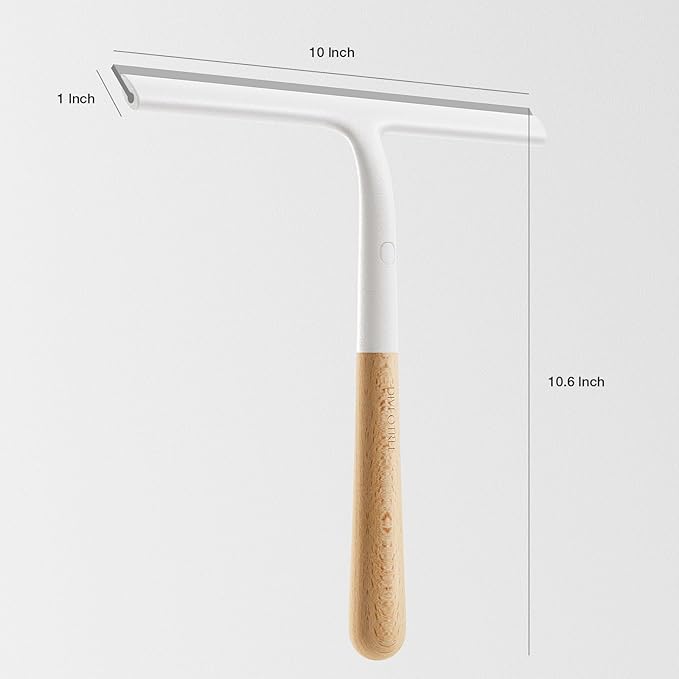 Silicone Shower Squeegee for Glass & Doors, Diveotree Multi-Purpose Squeegee for Bathroom Shower/Windows/Glass/Door, Heavy Duty Scrubber for Car Windshield Cleaning (White, 1pack)