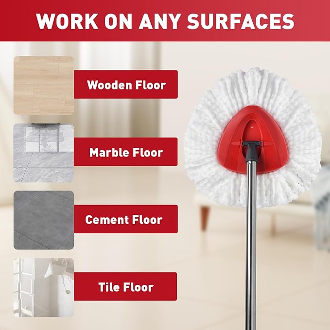 12-Pack Spin Mop Replacement Heads Compatible with Ocedar Mop Heads Replacements, Microfiber Spin Mop Refills Heads for Easy Wring, Mop Head Replacement for Easy House Cleaning Floor Mopping