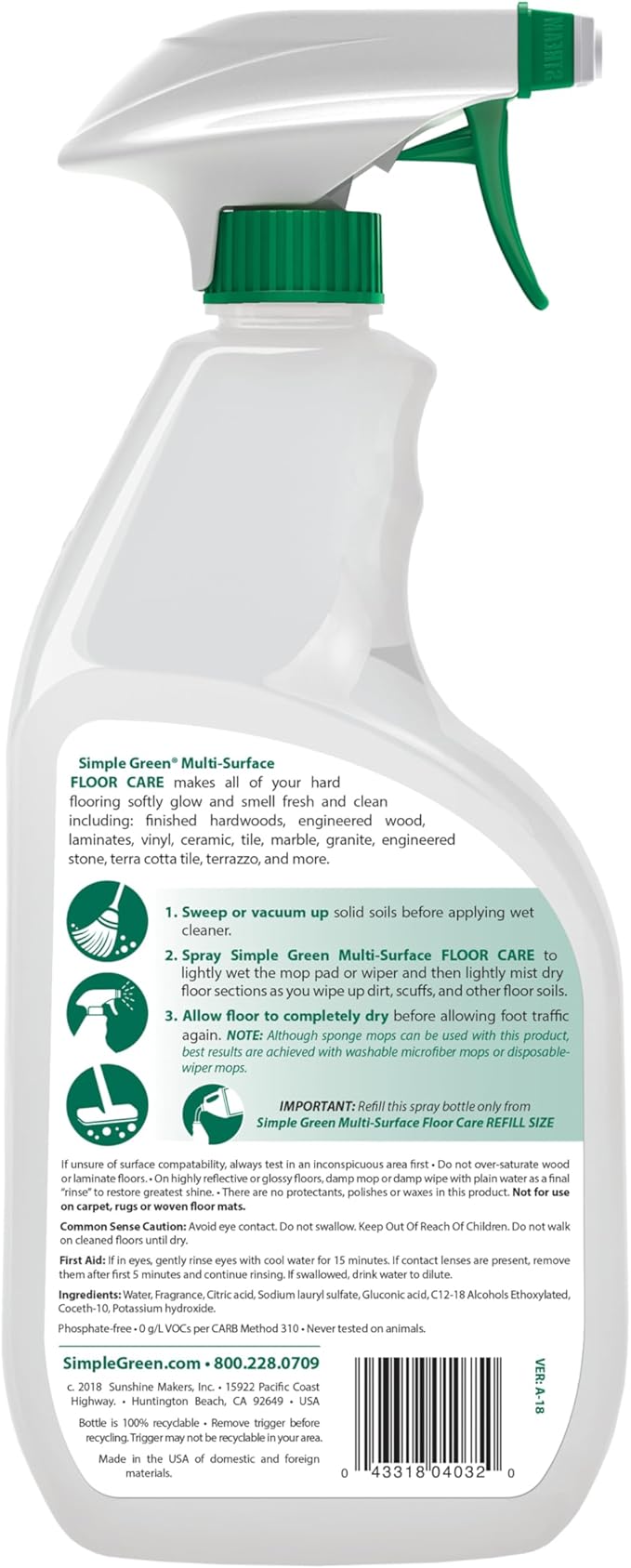 Multi-Surface Floor Care - Cleans Hardwood, Vinyl, Laminate, Tile, Concrete and Other Wood - pH Neutral Floor Cleaner 32oz