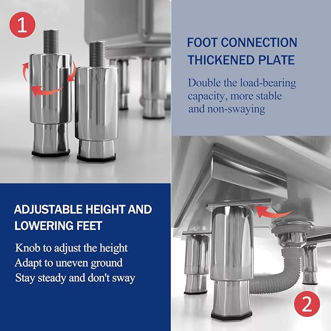 Stainless Steel Floor Mop Sink - Mounted Mop Service Basin for Commercial Use (23.6'16.1'21.6')