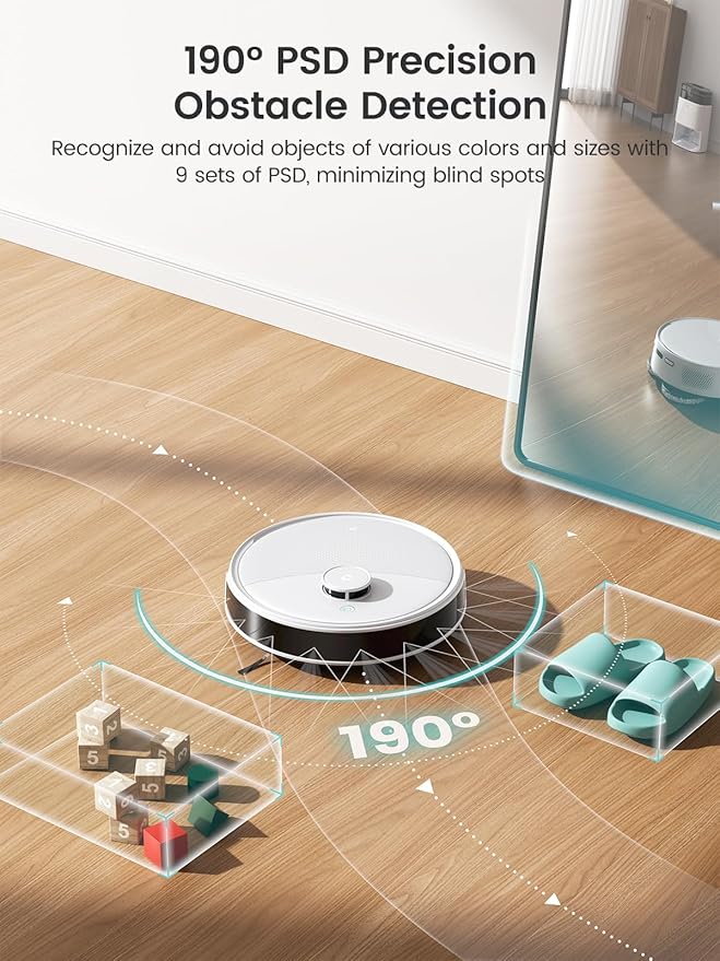 Lefant M3 Robot Vacuum, Auto Mop Washing, 12000Pa Suction, Self-Emptying & Refilling, 9mm Mop Lifting, 200RPM Spinning Mops, Smart Obstacle Avoidance, White