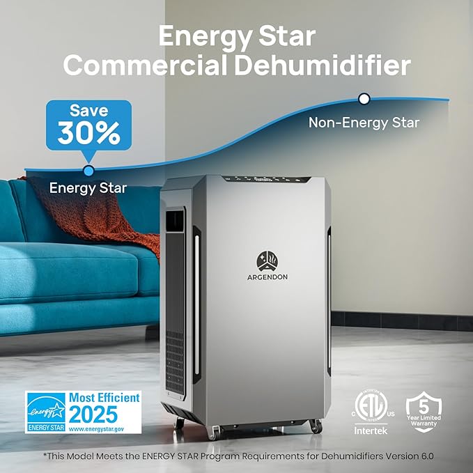 ARGENDON 70 PPD Energy Star Dehumidifier for Basement, Commercial Dehumidifier with Pump and Drain Hose - High-Capacity Moisture and Humidity Control for Homes, Industrial Use, and Large Space