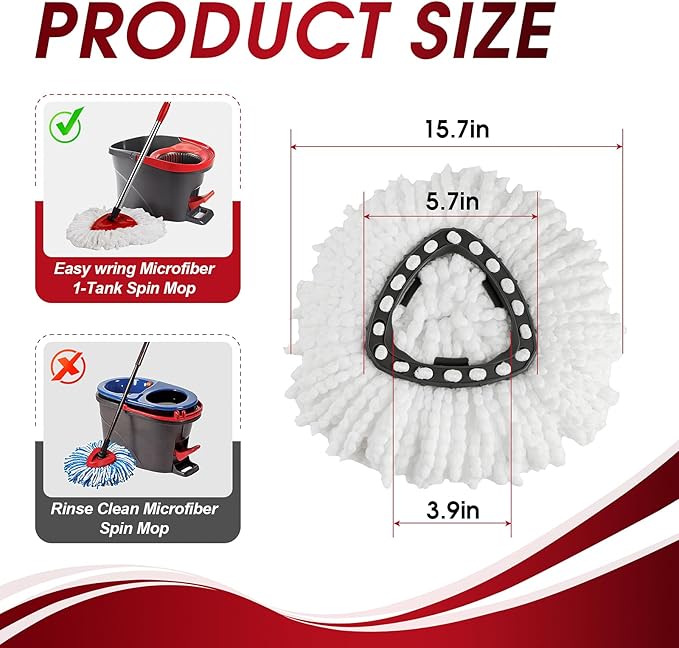 10 Pack Spin Mop Refills Head, Mop Heads Replacement for Spin Mop, Washable Microfiber Mop Replace Head Spin Mop, 360°Spinning Micro Replacement Mop Head for Easy House Cleaning Floor Mopping