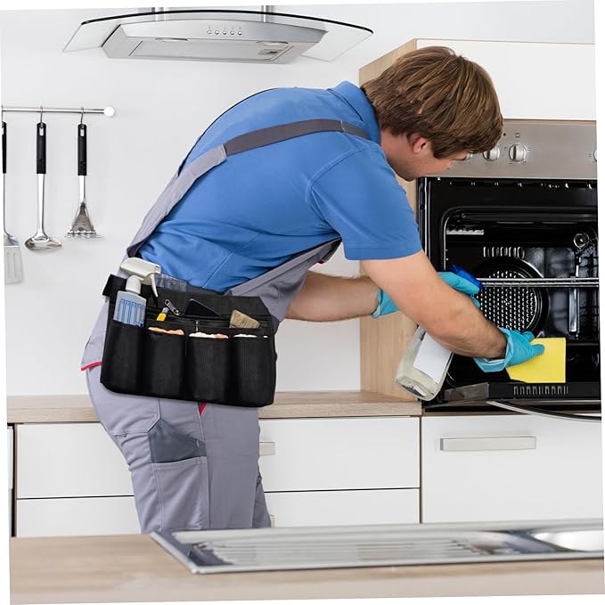 Window Cleaning Belt Oxford Cloth Multi-Pocket Tool Apron for Janitorial, Custodial, Housekeeping, Gardening and Window Cleaning, Adjustable Waist Strap