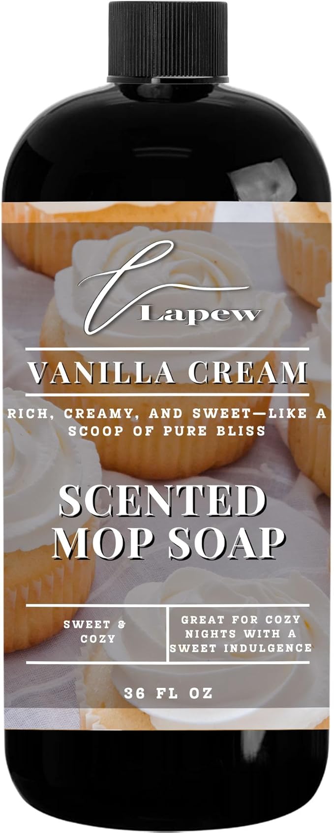 Luxury Floor Cleaner, Scented Mop Soap Concentrate | Hard Floor Cleaner for Tile, Vinyl, Laminate, LVP & Sealed Hardwood | Low-Foam, Streak-Free | 36 oz | Vanilla Cream