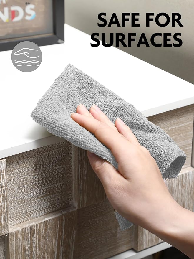 Fantasticlean Microfiber Cleaning Cloth Roll -90 Pack, Tear Away Microfiber Towels, 12" x 12", Reusable, Washable, Lint Free, Ultra Absorbent Dishcloth for All-Around Cleaning Supplies (Grey)