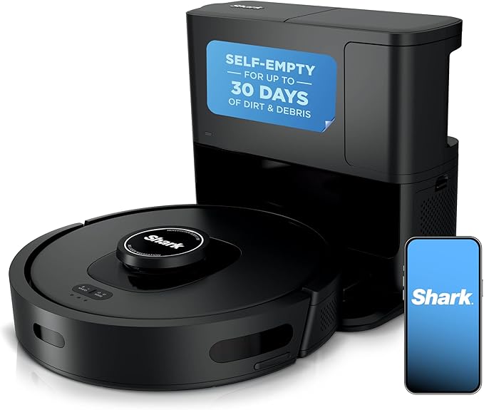 Shark AV2501S AI Ultra Robot Vacuum, with Matrix Clean, Home Mapping, 30-Day Capacity HEPA Bagless Self Empty Base, Perfect for Pet Hair, Wifi, Dark Grey