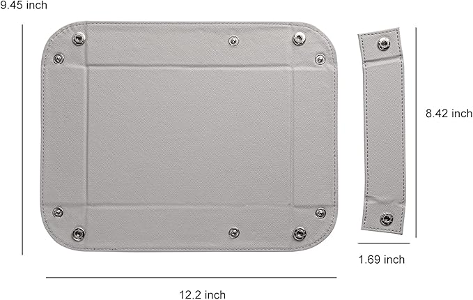 BONNY DODO Valet Tray for Men PU Leather Tray Organizer with Partition, Storage Keys, Watch & Practical Storage for Table Nightstand Living Room Bedroom (Gray)