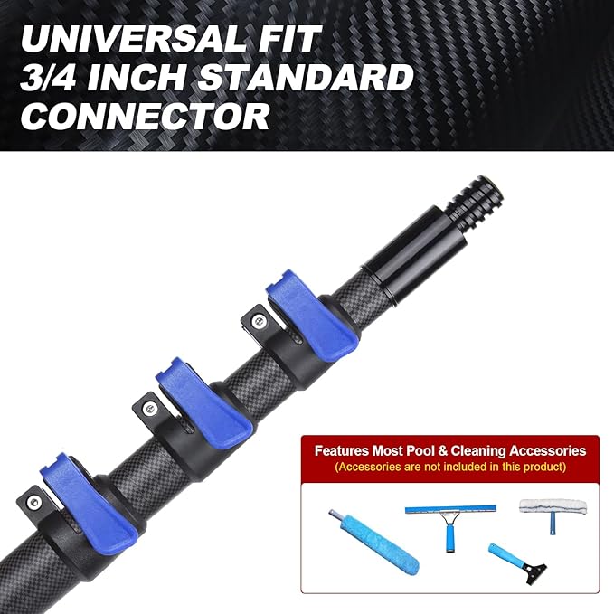 36 Foot High Ceiling Duster Kits with 4.7-30 FT Carbon Fiber Extension Pole, Feather Duster, Cobweb Duster, Ceiling Fan Duster, Window Squeegee & Cleaner with Pole 30 Ft