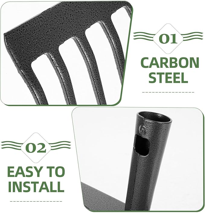 Kisangel 14-Teeth Steel Garden Rake for Lawn and Leaf Cleanup, Sturdy Metal Weeding Tool with Wide Head, Practical Garden Cleaning Equipment for Home and Farm Use Random Style