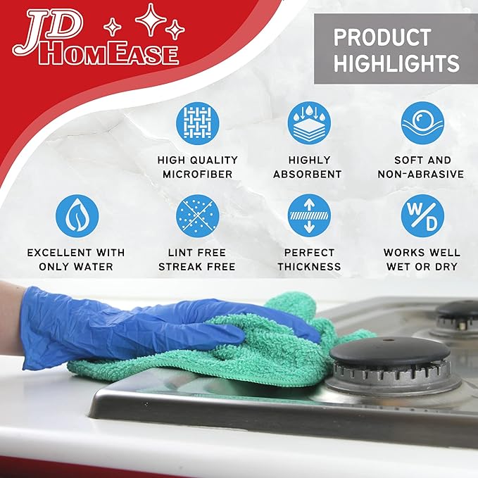 Microfiber Cleaning Cloths,48 Pack, 16"x16", All-Purpose, Softer, Highly Absorbent, Lint-Free, Reusable, Washable Pro Towels, Red, for House, Kitchen, Bathroom, Car, Office