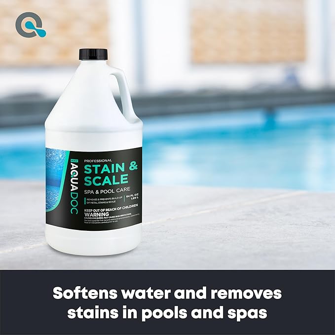AquaDoc Pool & Spa Stain and Scale Control for Hot Tubs - 64oz - Pool Stain Remover That Helps Prevent & Remove Calcium, Iron, Copper & Rust Buildup - Made in USA