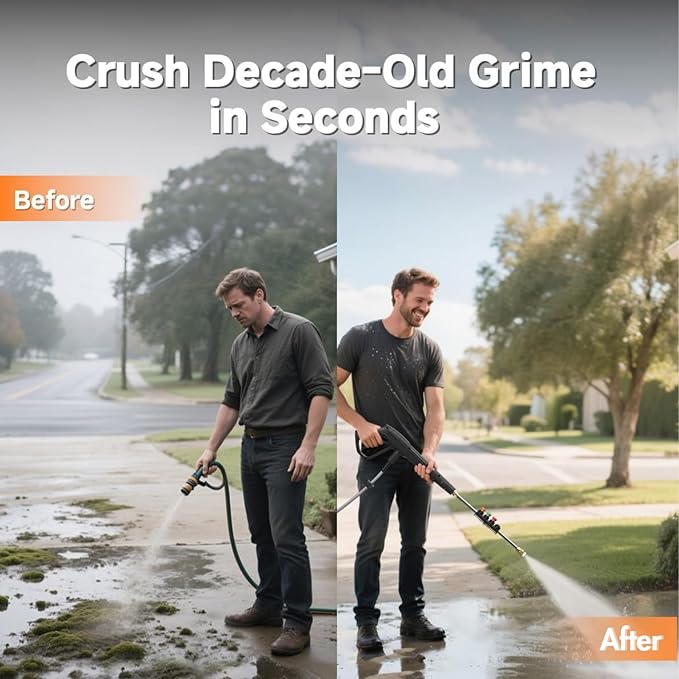 Pressure Washer with 4 Nozzles and Foam Cannon for Driveways, Cars, Fences,Patios