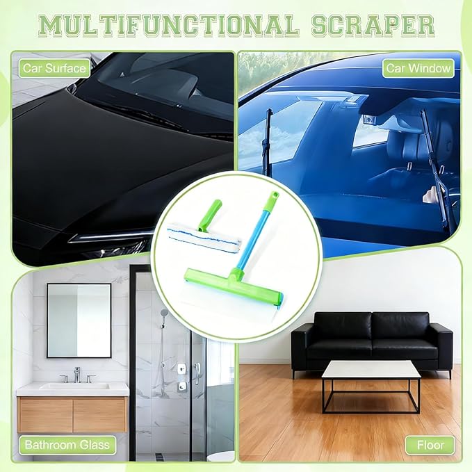 Reusable Silicone Squeegee & Aqua Blade Cleaning Kit with Scrubber, Long-Term Use for Shower, Mirror, Car & Door (1 Set)